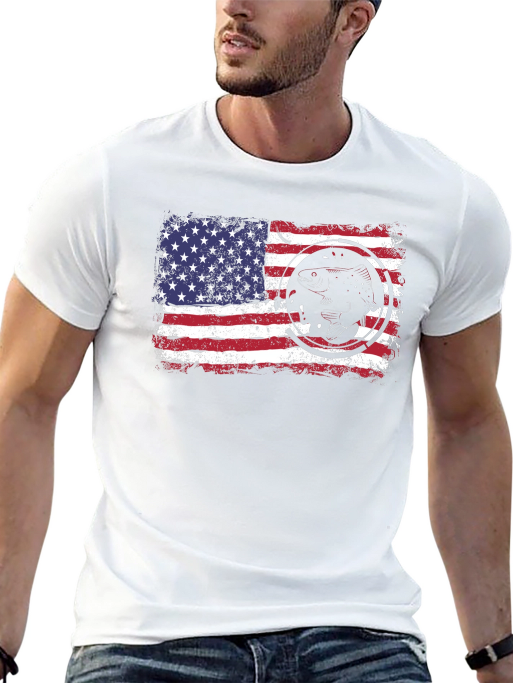 American Flag Fish Graphic Tee