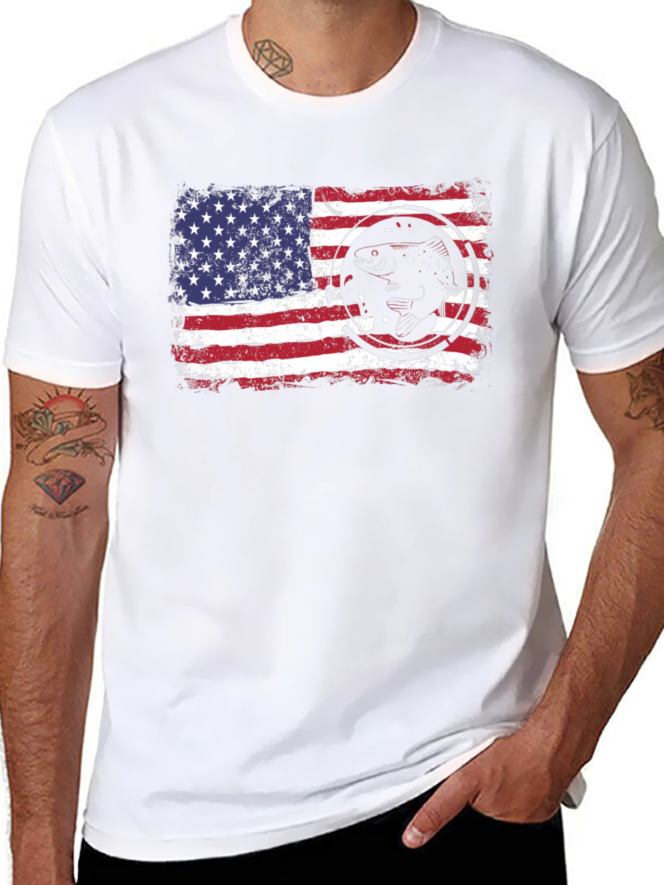 American Flag Fish Graphic Tee