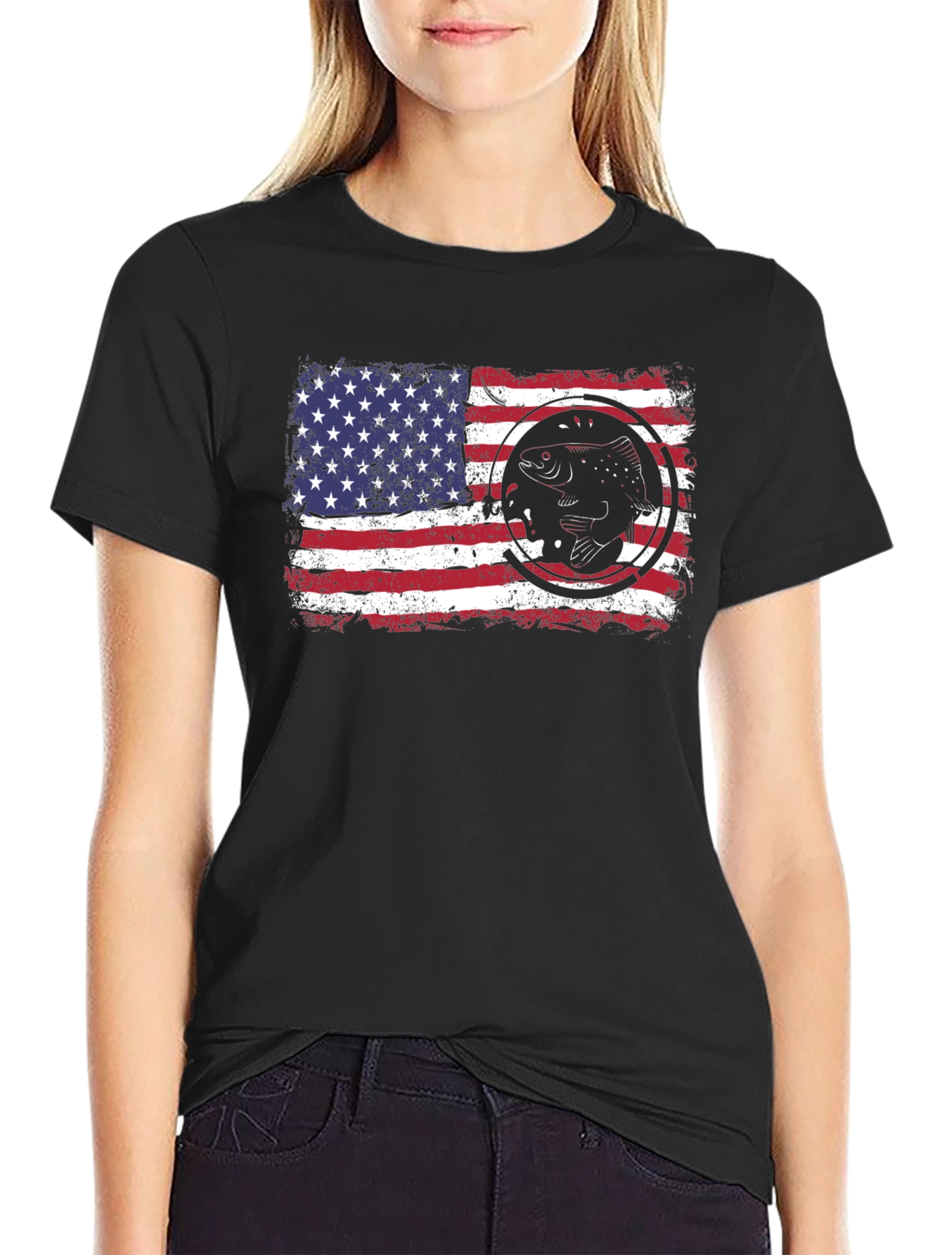 American Flag Fish Graphic Tee