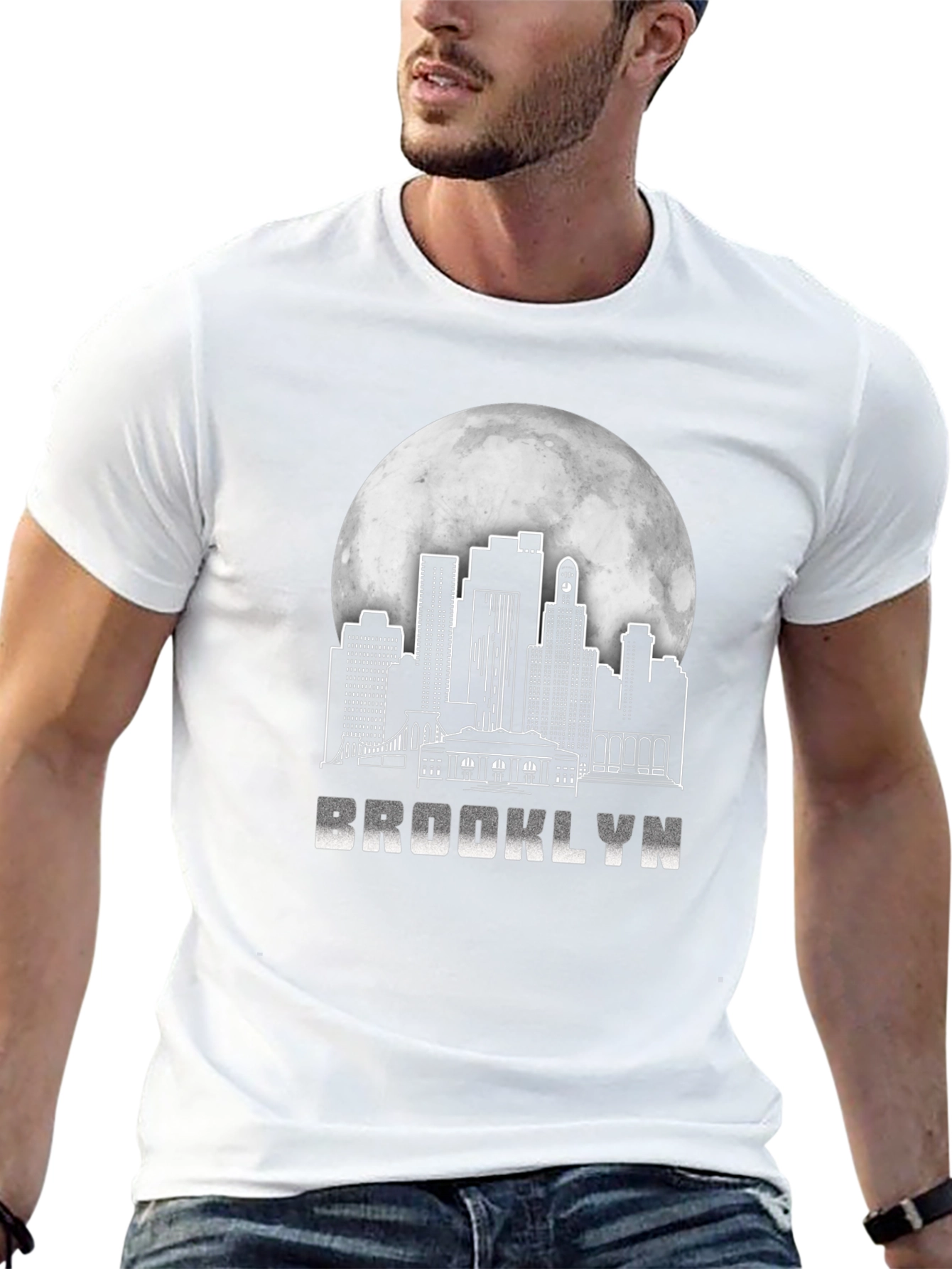 Brooklyn Skyline T-Shirt - Cityscape Moon Graphic Tee