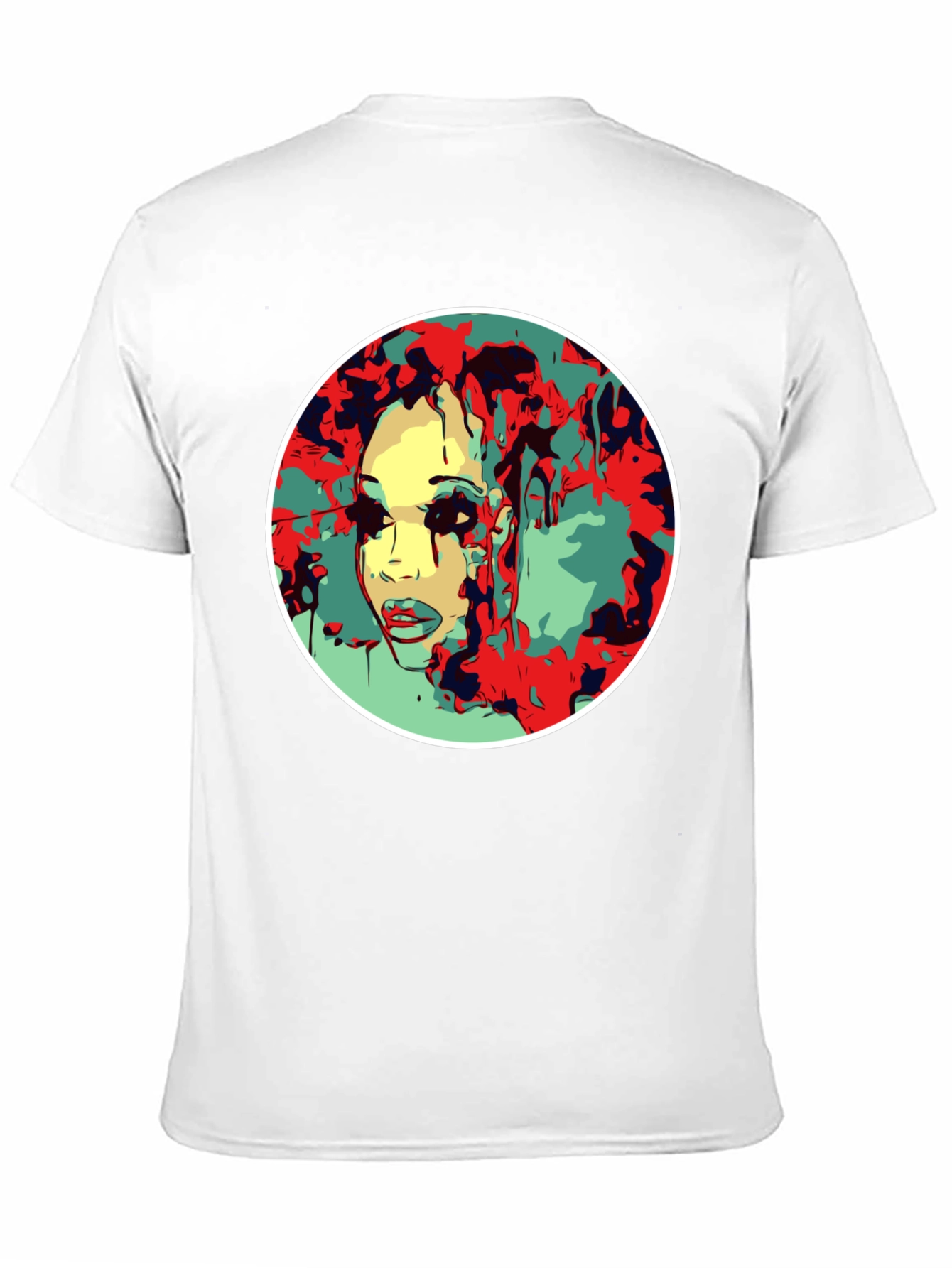 Abstract Face Graphic T-Shirt - Black
