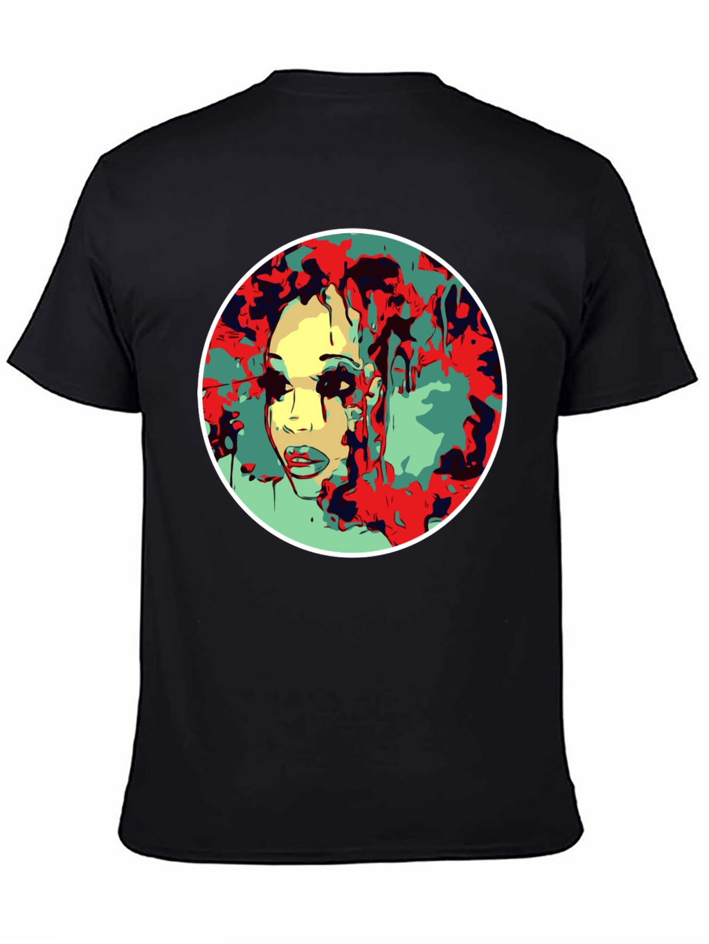 Abstract Face Graphic T-Shirt - Black
