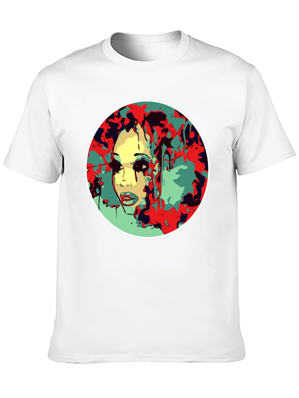 Abstract Face Graphic T-Shirt - Black