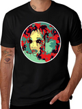 Abstract Face Graphic T-Shirt - Black
