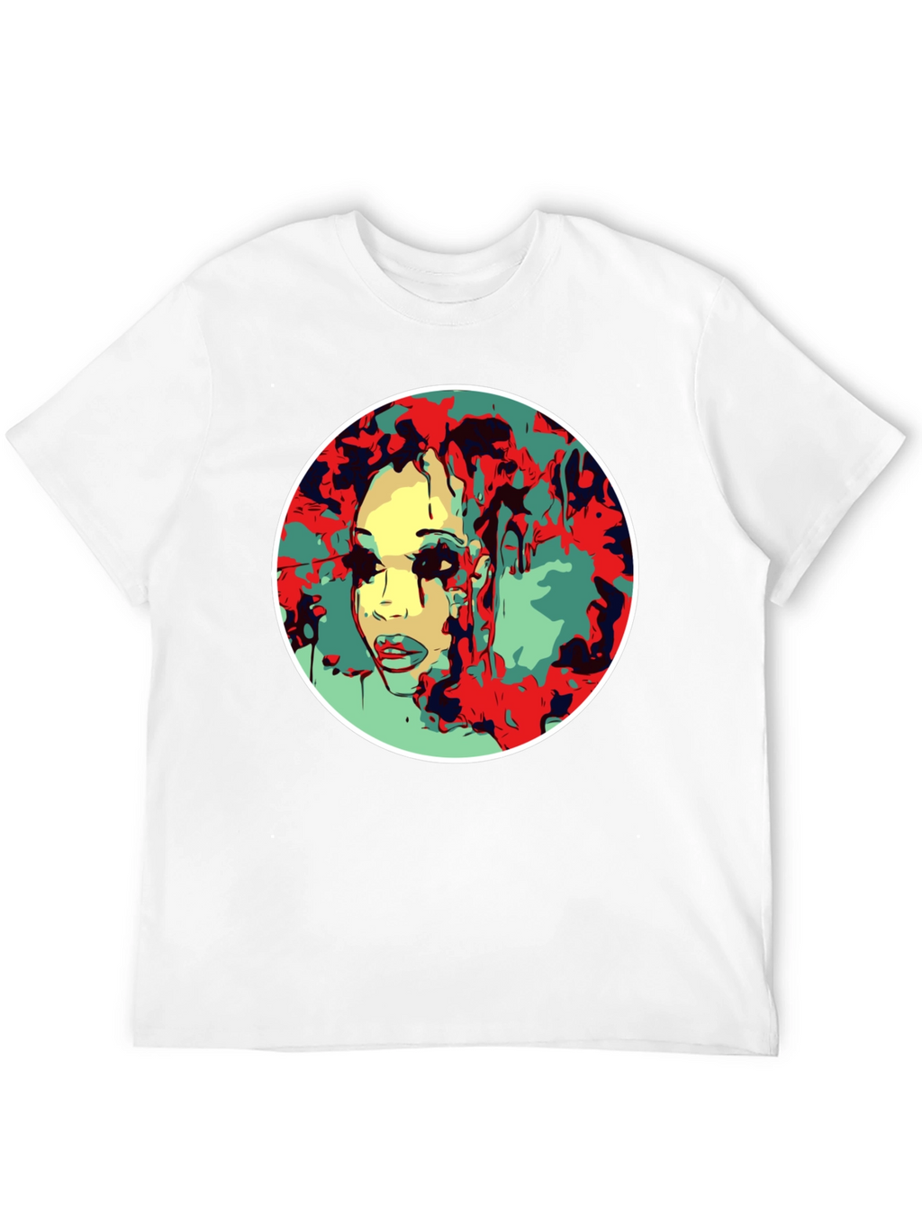 Abstract Face Graphic T-Shirt - Black