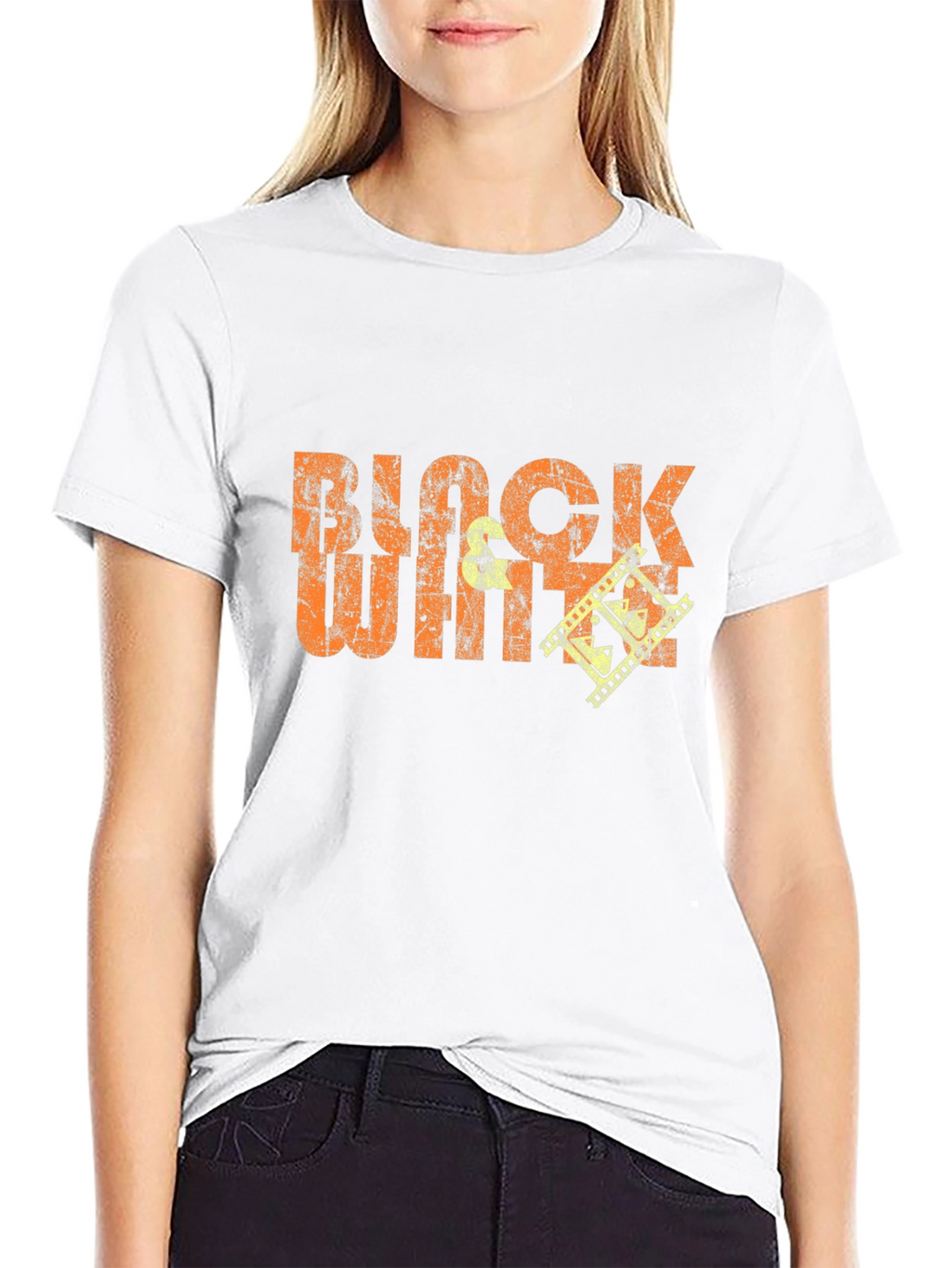 Black White Film Crew Graphic T-Shirt