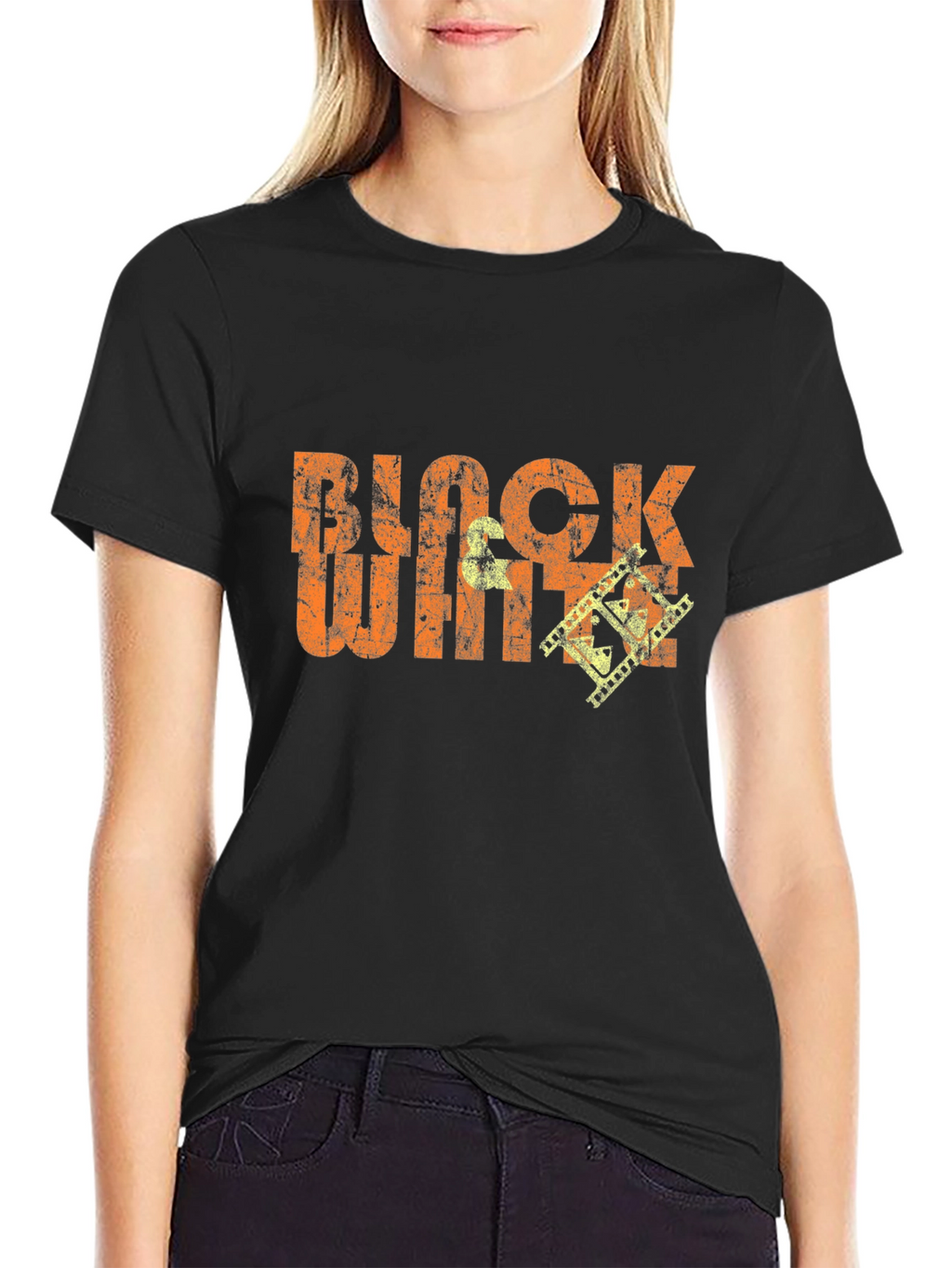 Black White Film Crew Graphic T-Shirt