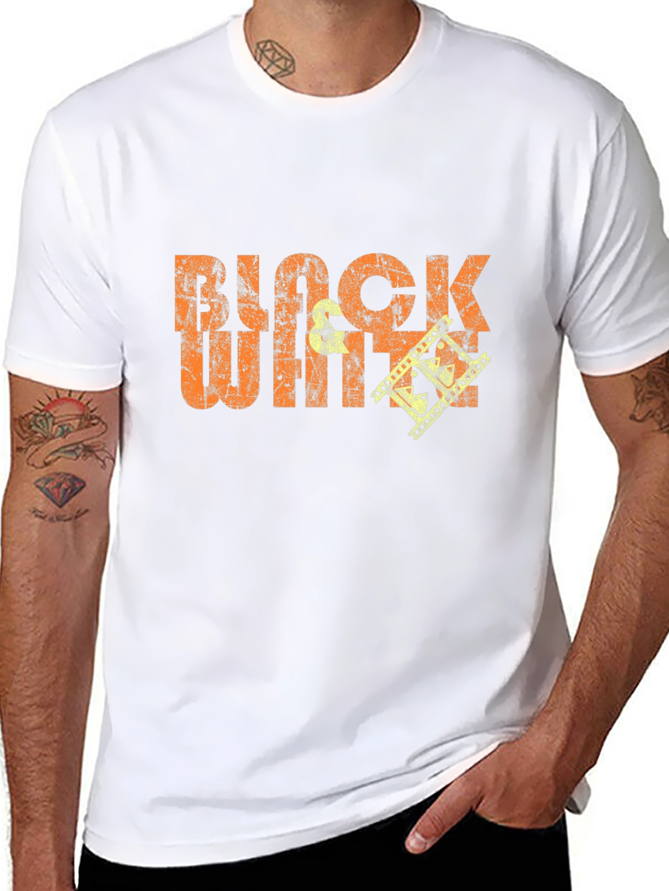 Black White Film Crew Graphic T-Shirt