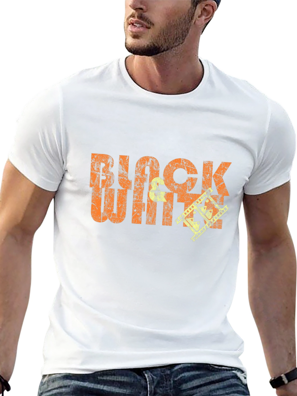 Black White Film Crew Graphic T-Shirt