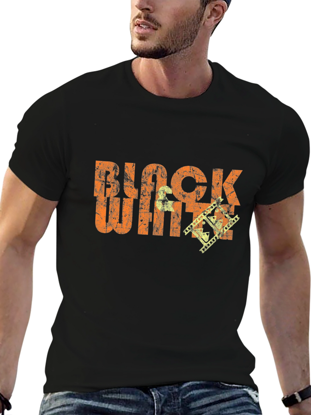 Black White Film Crew Graphic T-Shirt