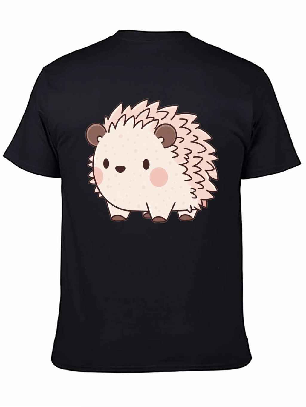 Cute Hedgehog Graphic Print Black T-Shirt