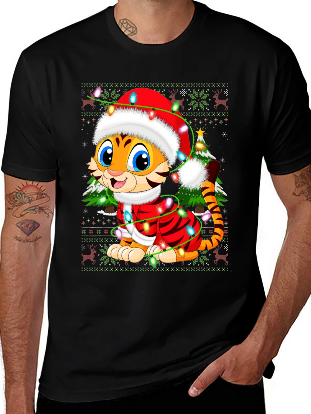 Festive Tiger Christmas T-Shirt