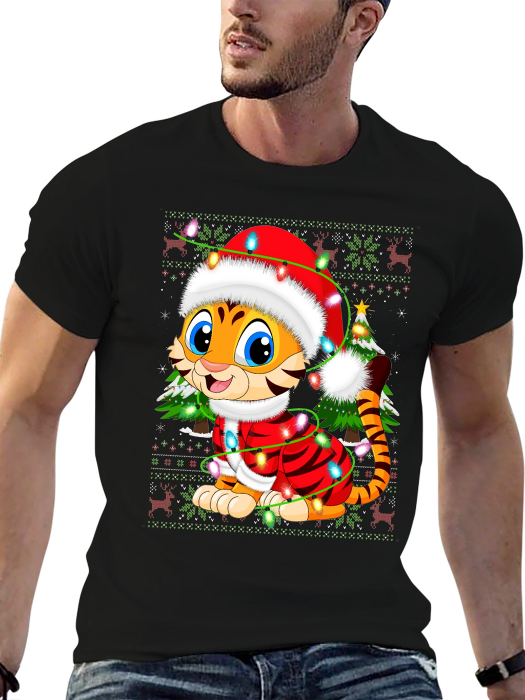 Festive Tiger Christmas T-Shirt