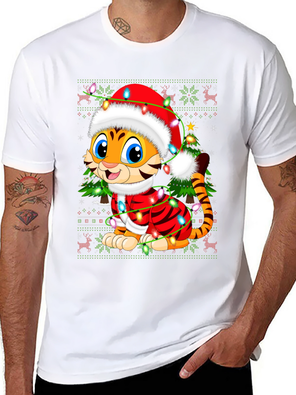Festive Tiger Christmas T-Shirt