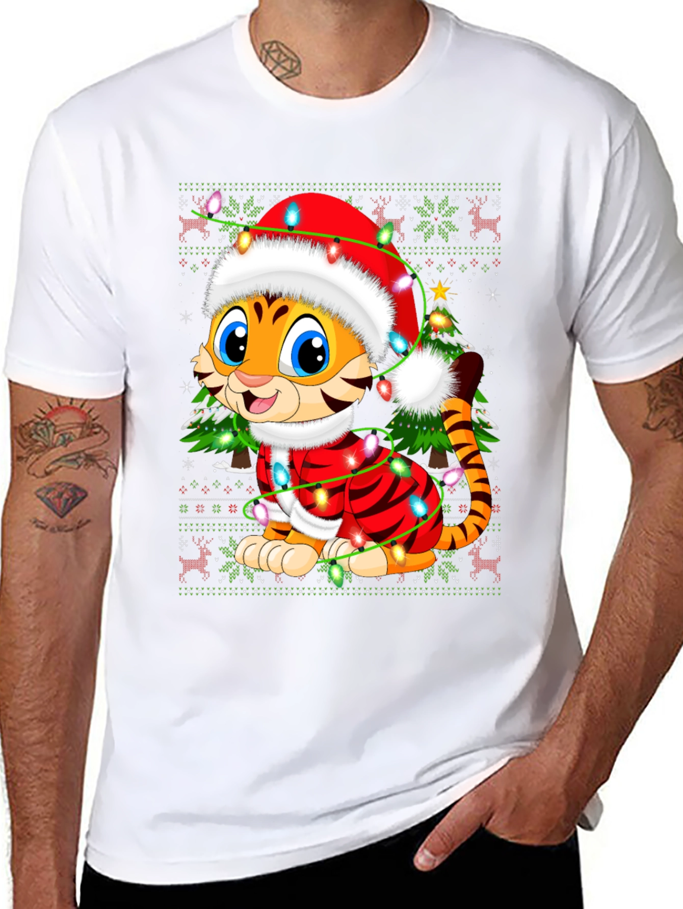 Festive Tiger Christmas T-Shirt
