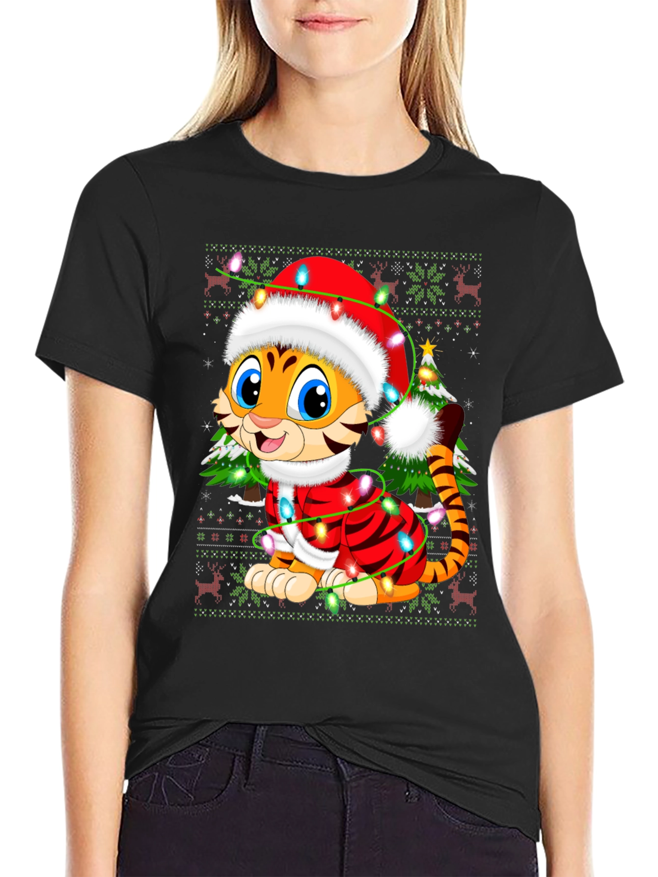 Festive Tiger Christmas T-Shirt