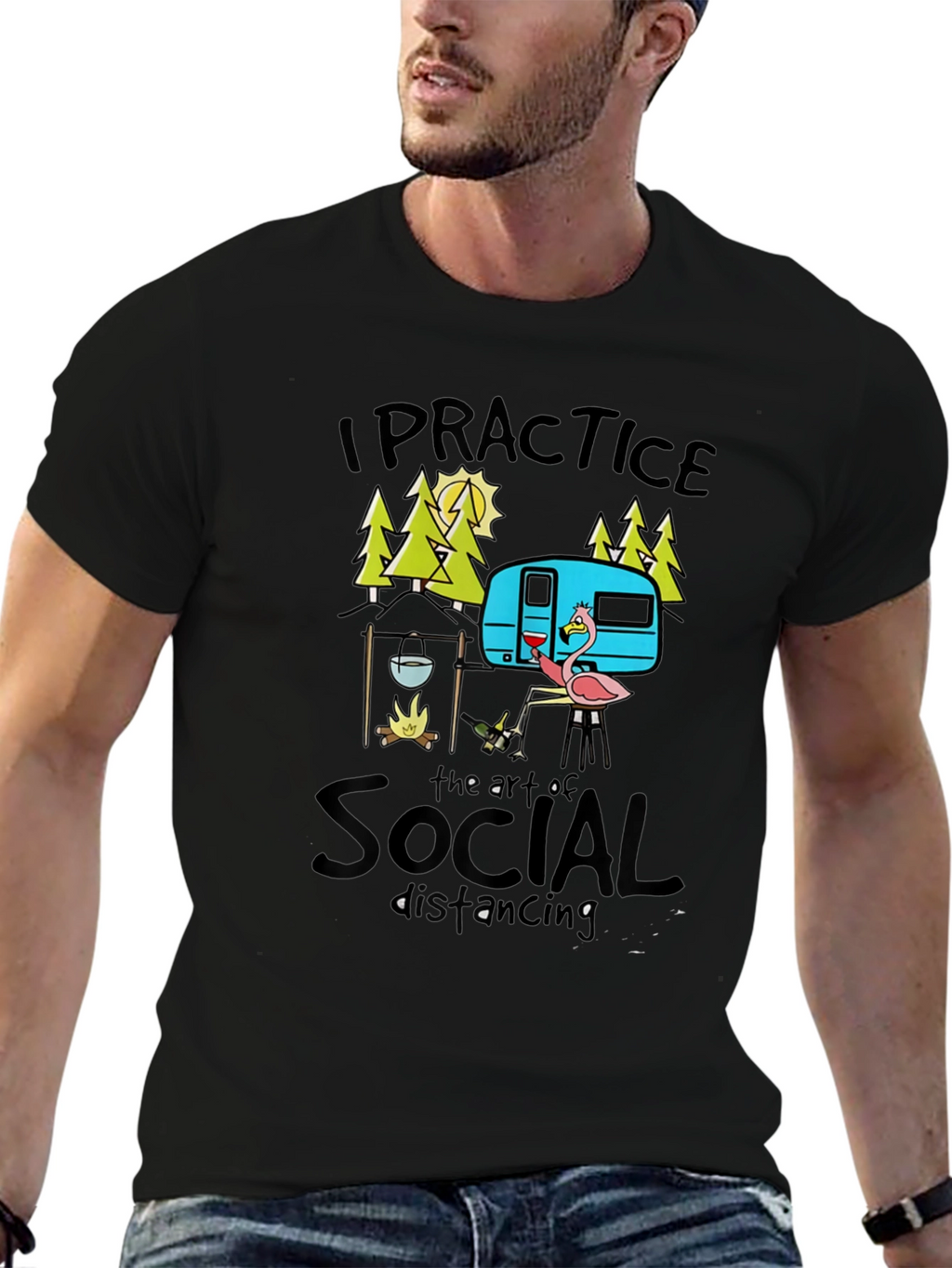 Social Distancing Camping Graphic T-Shirt
