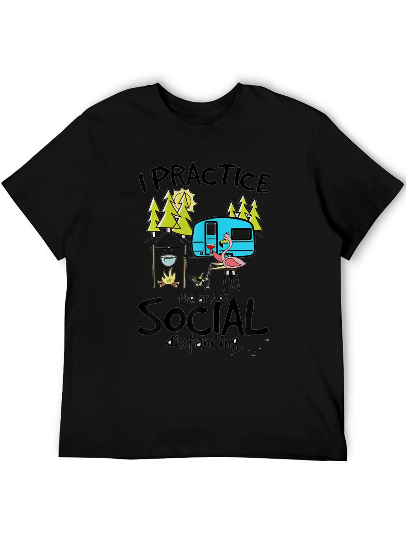 Social Distancing Camping Graphic T-Shirt
