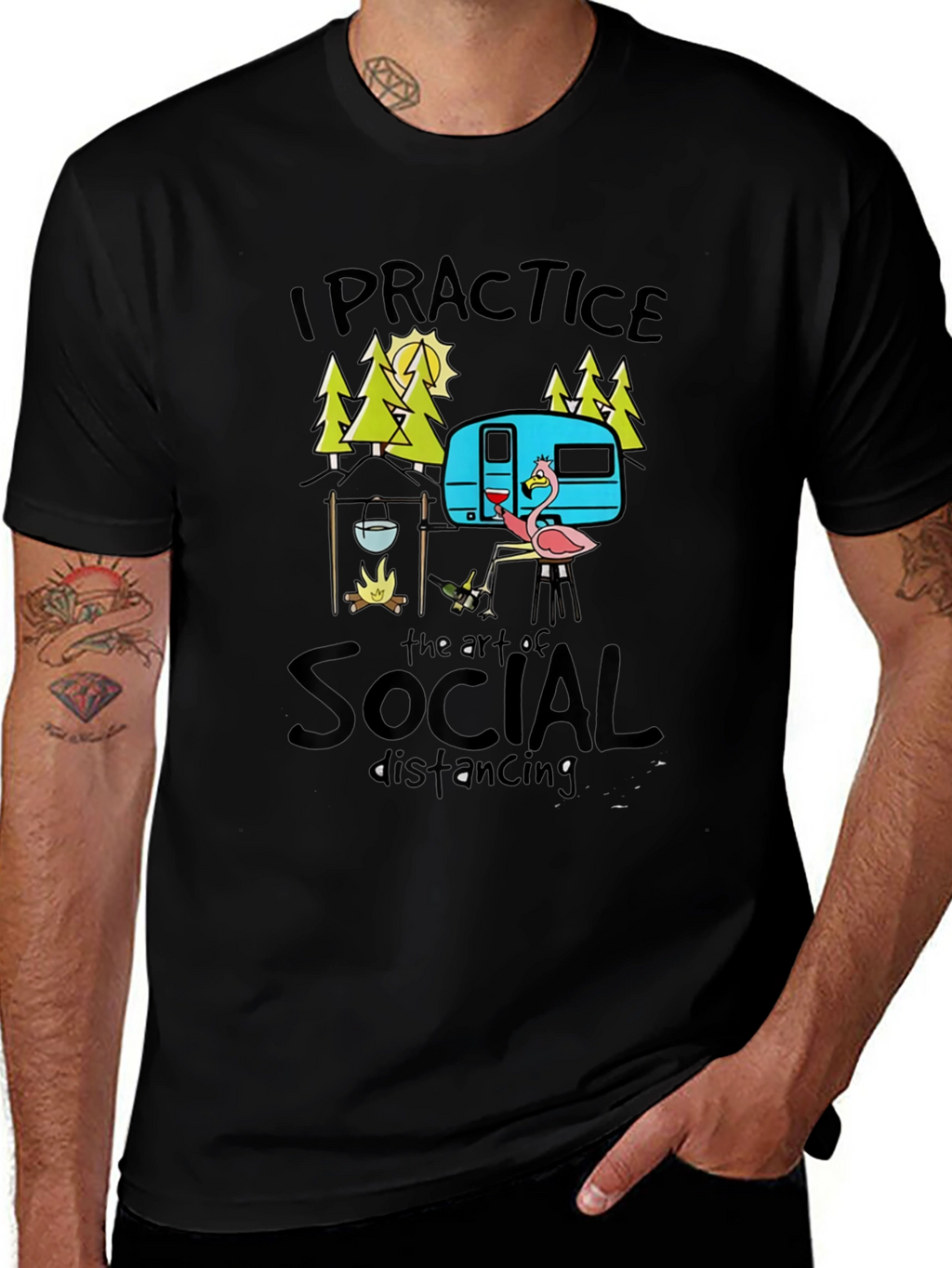 Social Distancing Camping Graphic T-Shirt