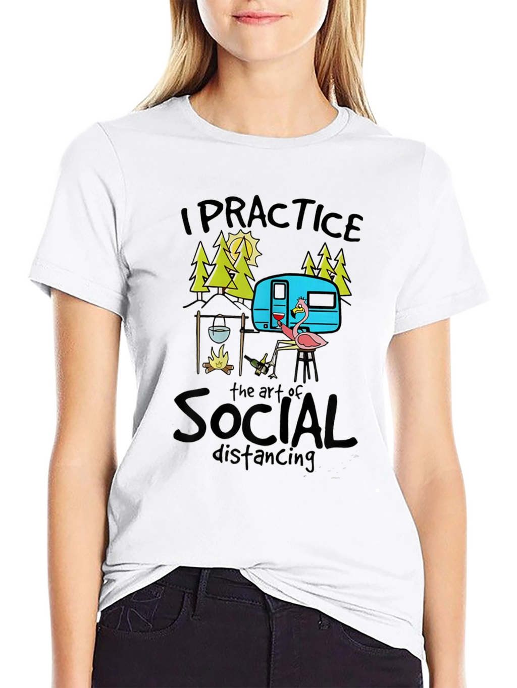 Social Distancing Camping Graphic T-Shirt