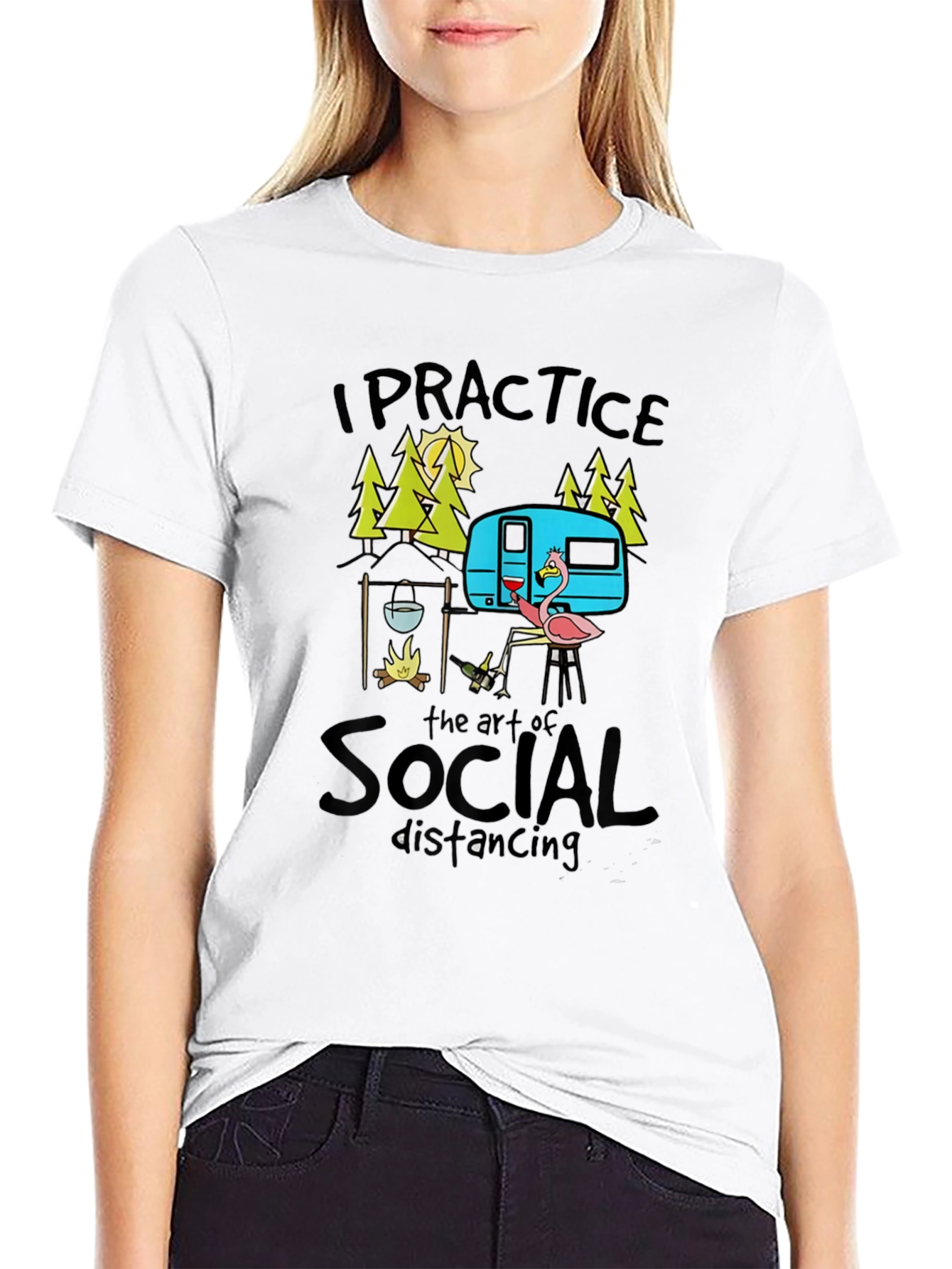 Social Distancing Camping Graphic T-Shirt