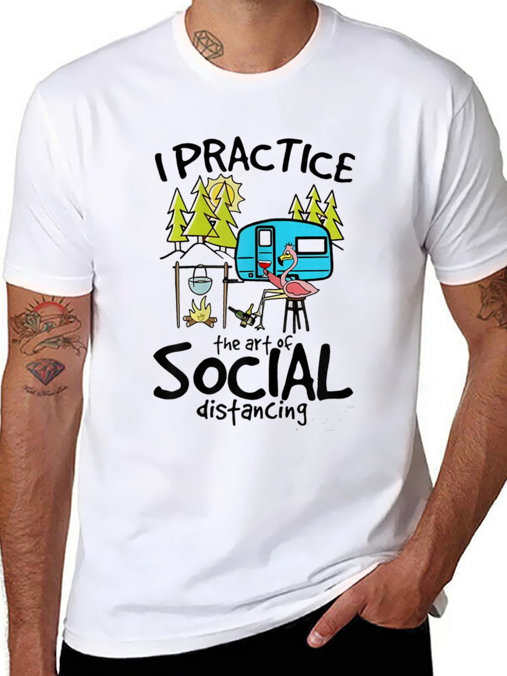 Social Distancing Camping Graphic T-Shirt