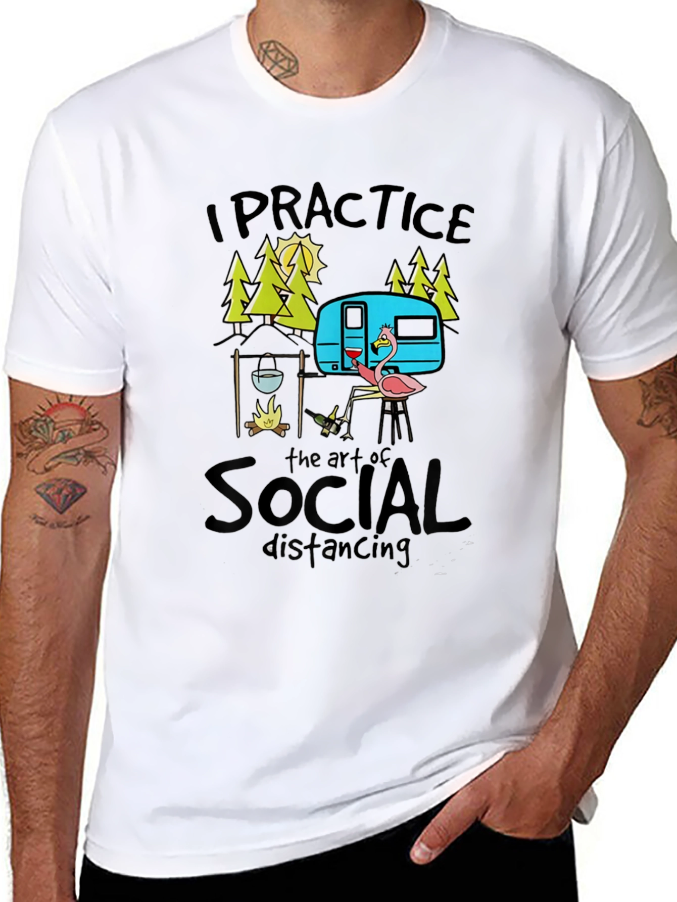 Social Distancing Camping Graphic T-Shirt