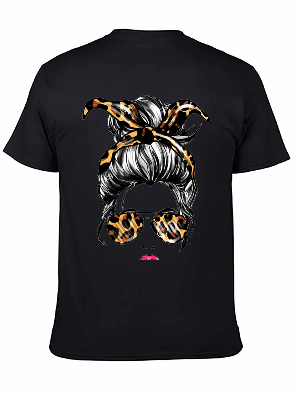 Messy Bun Leopard Print T-Shirt