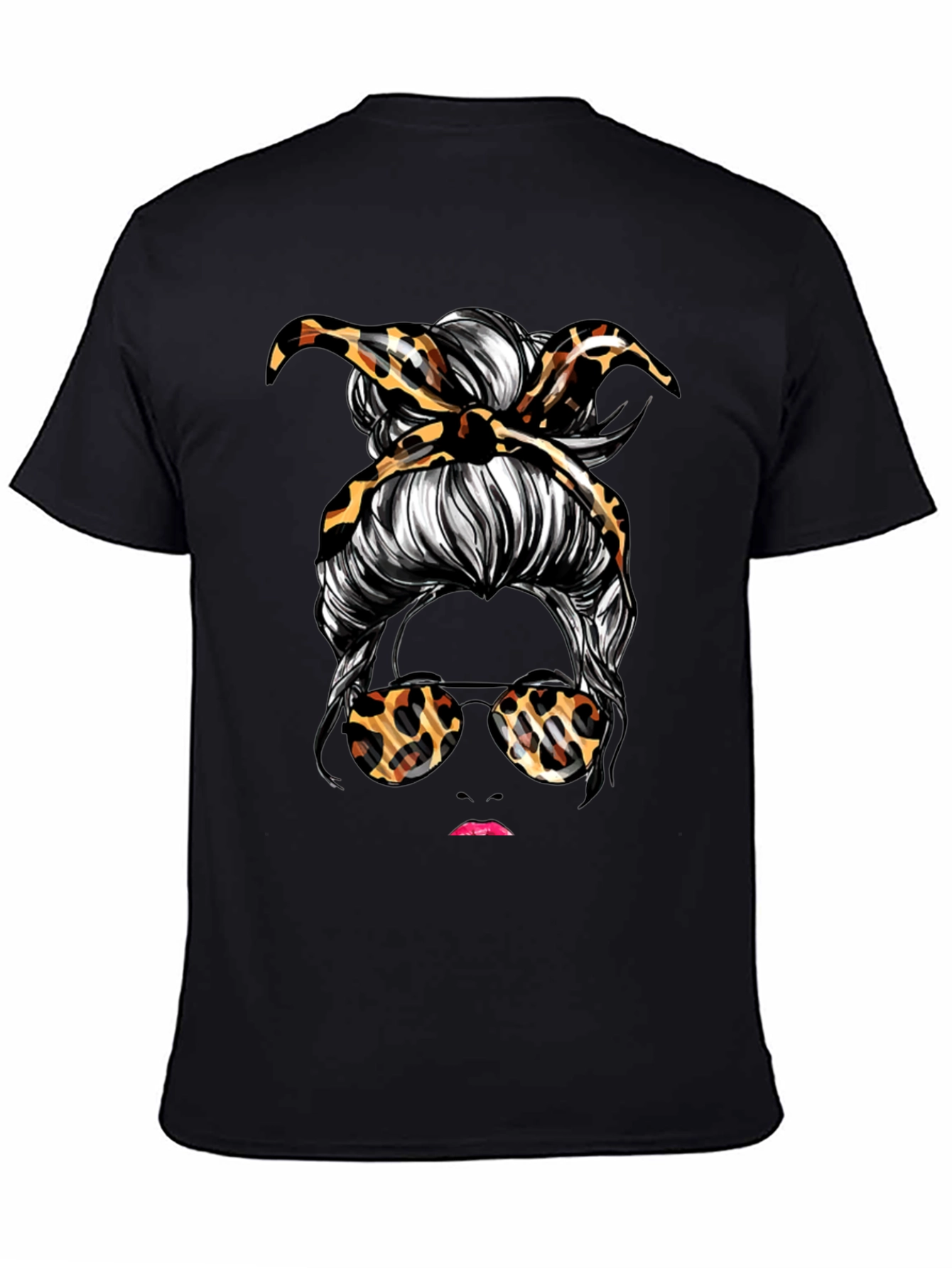Messy Bun Leopard Print T-Shirt