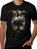 Messy Bun Leopard Print T-Shirt
