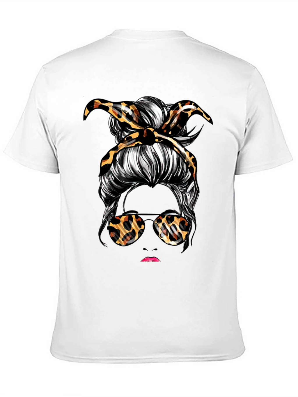 Messy Bun Leopard Print T-Shirt