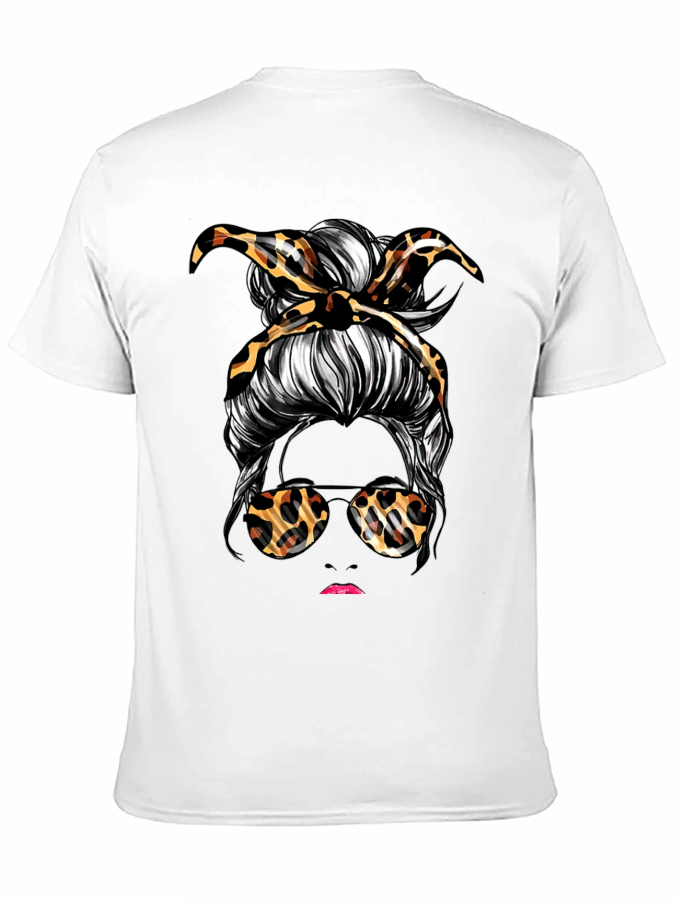 Messy Bun Leopard Print T-Shirt