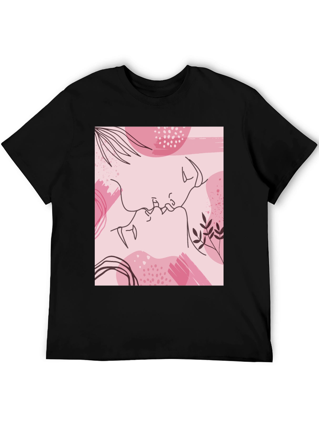 Abstract Kiss Graphic Tee - Stylish Unisex Black T-Shirt