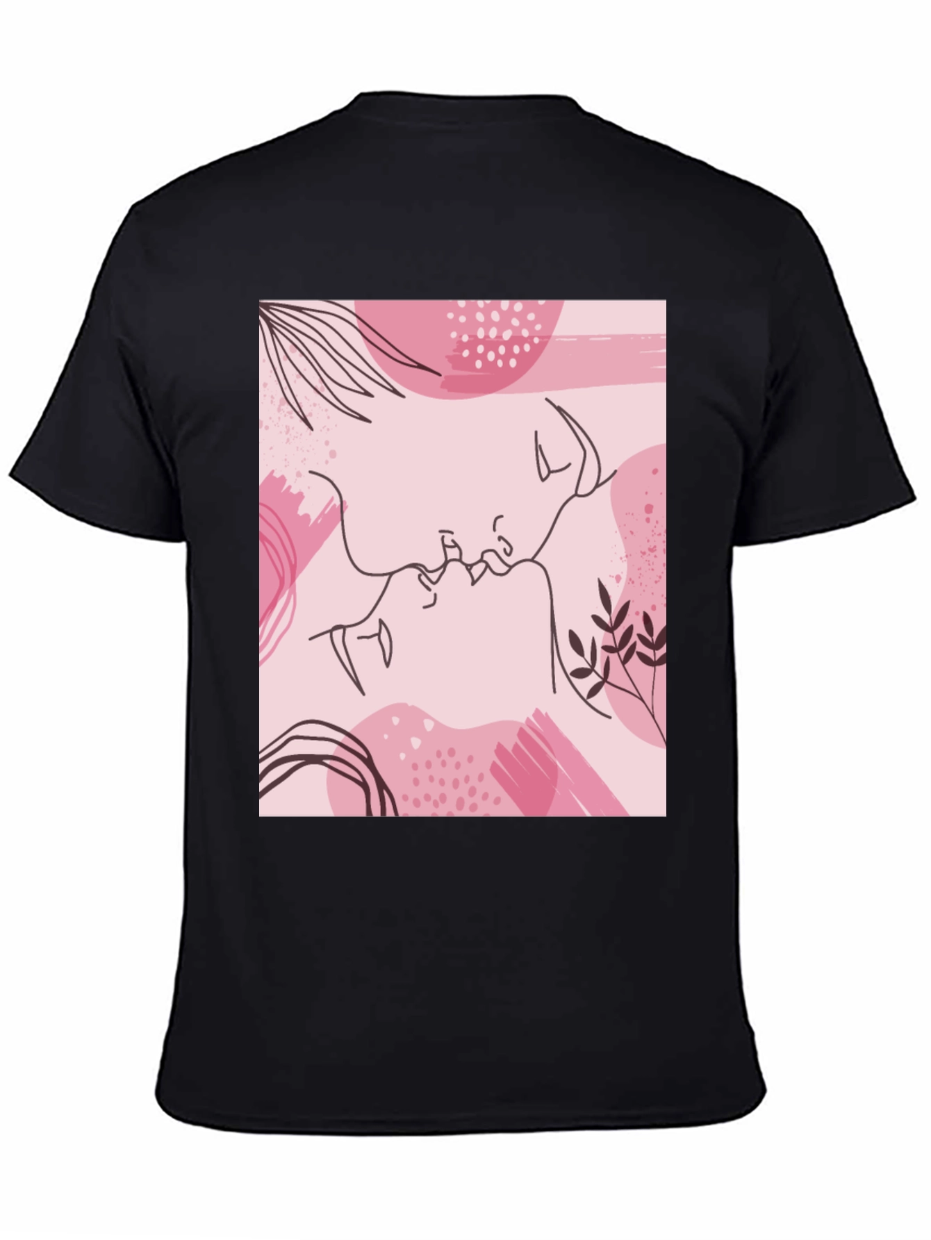 Abstract Kiss Graphic Tee - Stylish Unisex Black T-Shirt