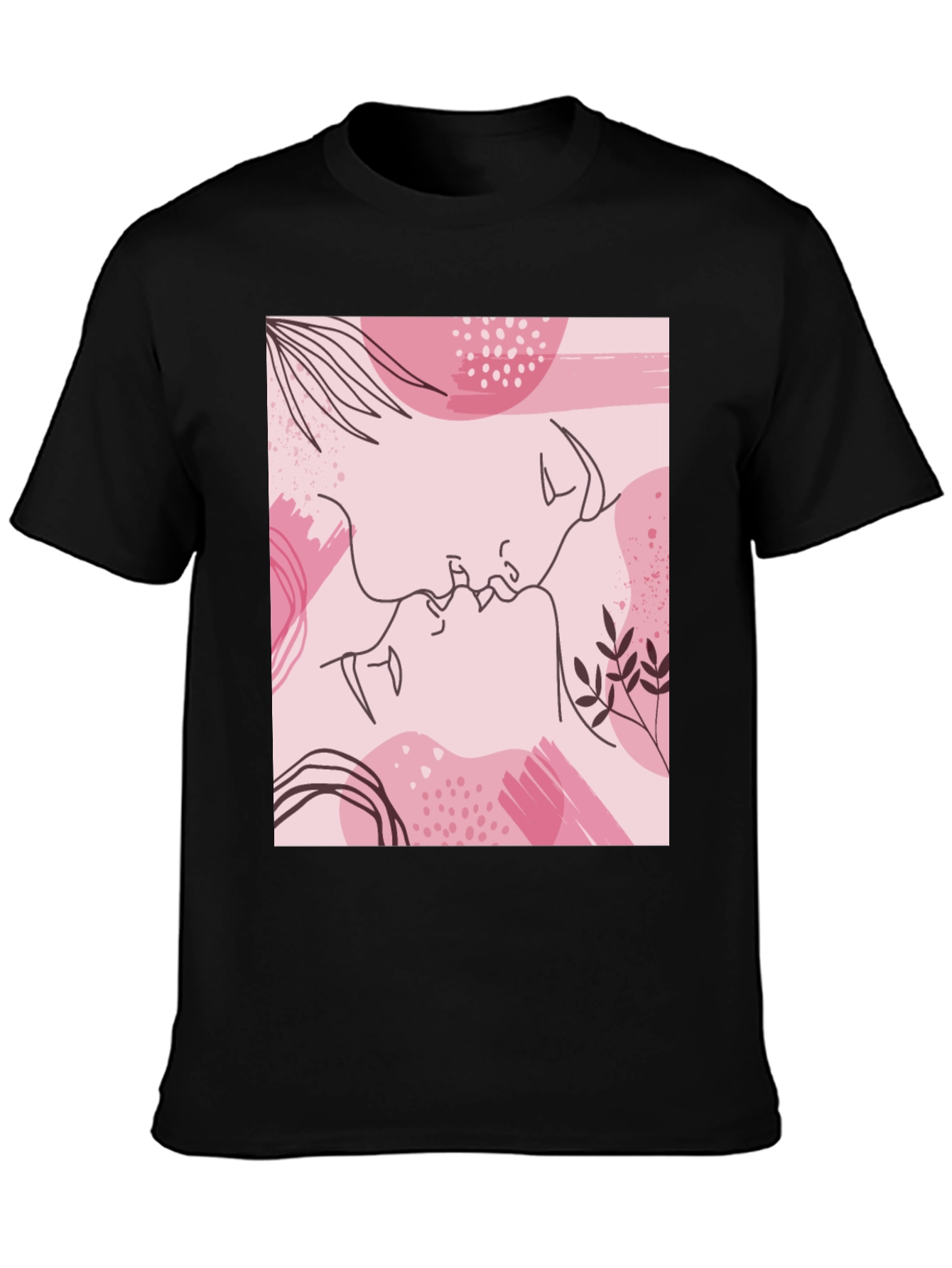 Abstract Kiss Graphic Tee - Stylish Unisex Black T-Shirt