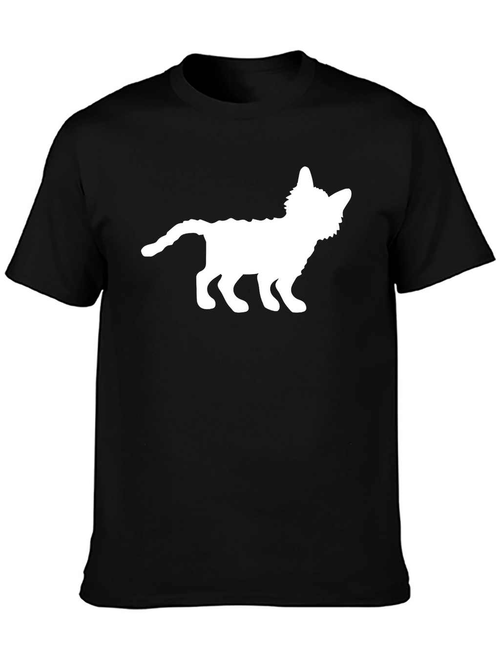Cat Silhouette Graphic Tee - Black Cotton T-Shirt