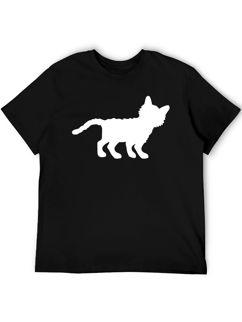 Cat Silhouette Graphic Tee - Black Cotton T-Shirt