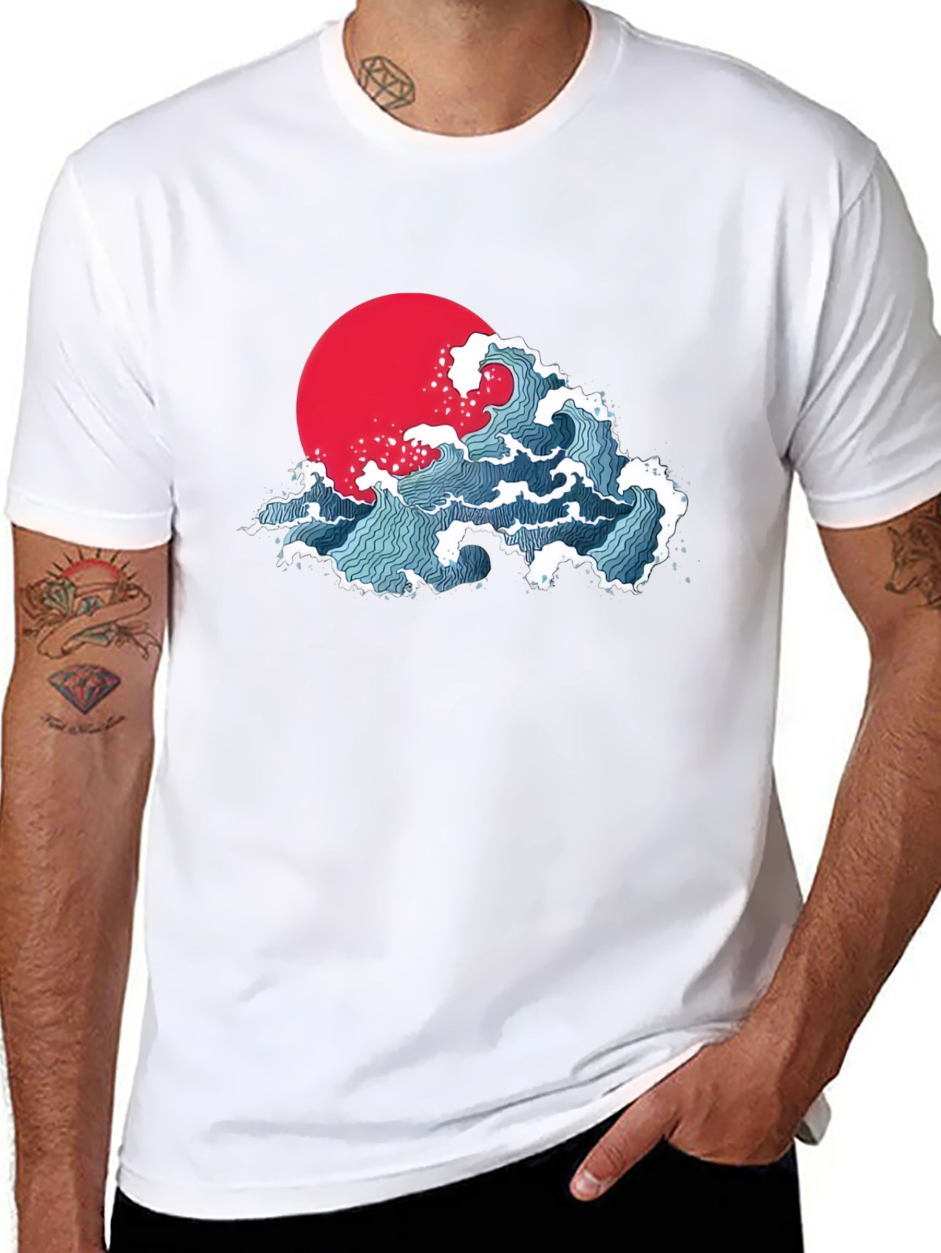 Japanese Wave Graphic T-Shirt - Black