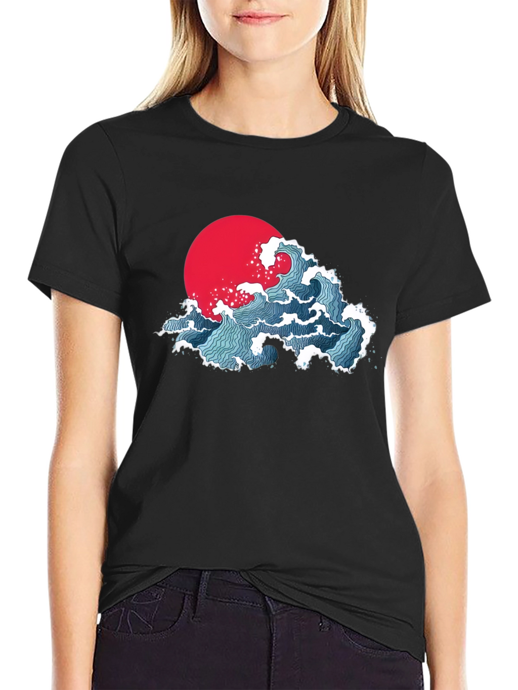 Japanese Wave Graphic T-Shirt - Black