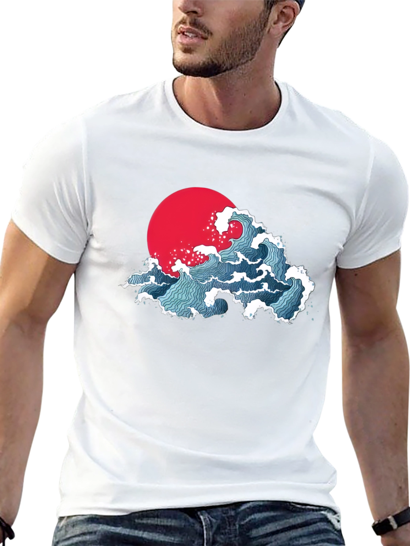 Japanese Wave Graphic T-Shirt - Black