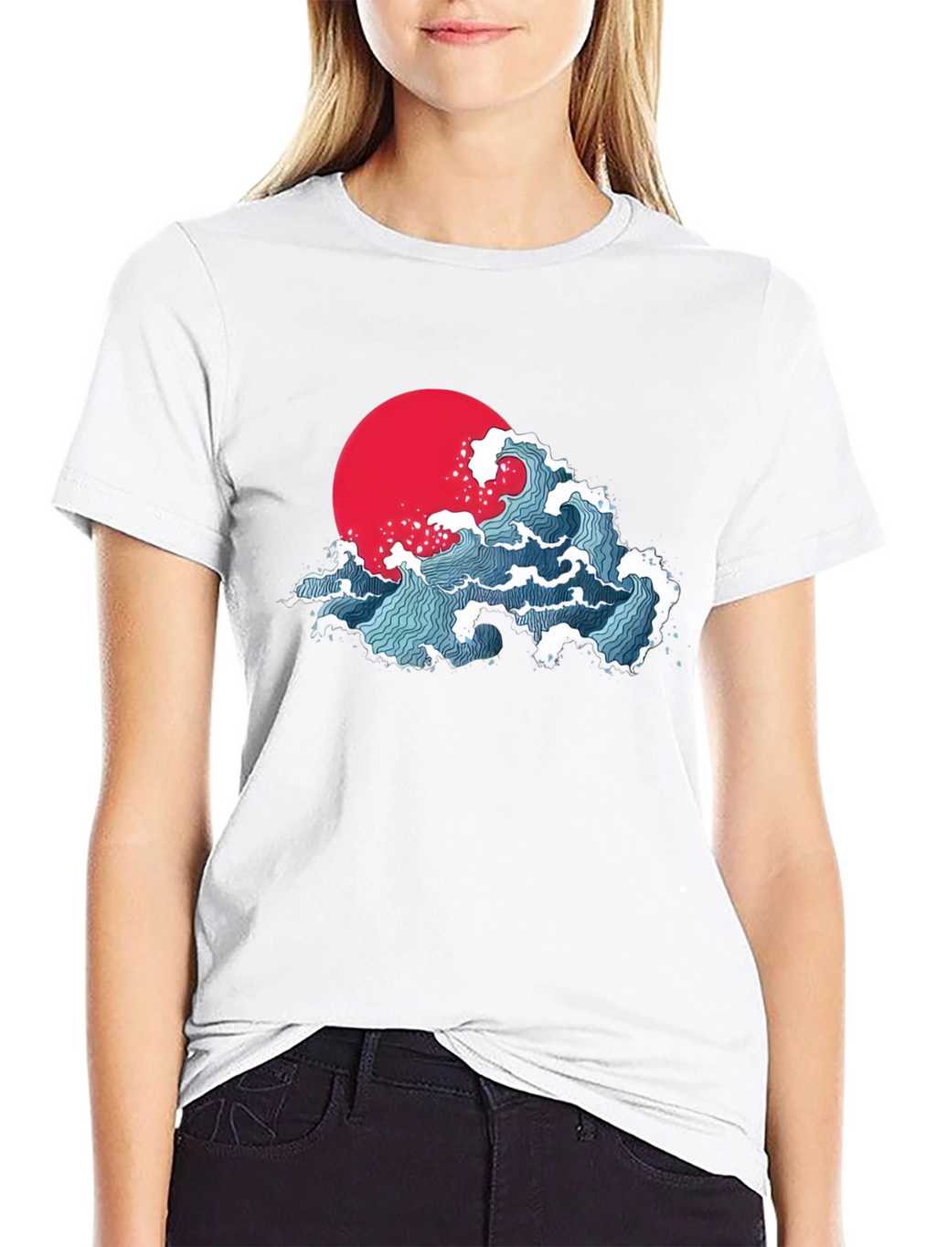 Japanese Wave Graphic T-Shirt - Black