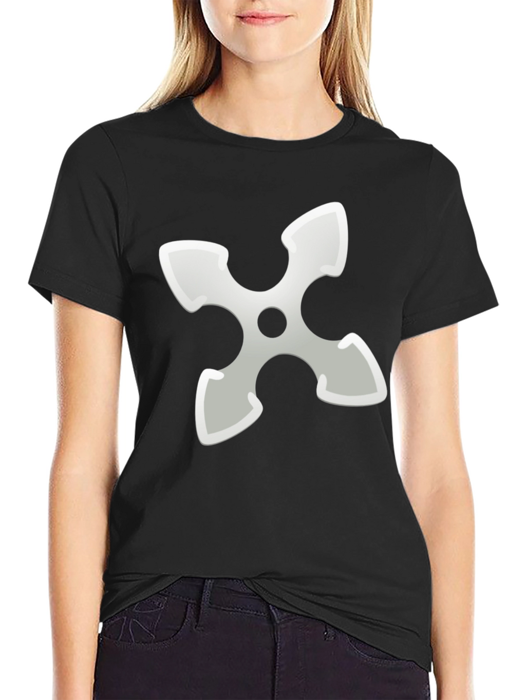Ninja Star Graphic Tee - Black Cotton Blend T-Shirt