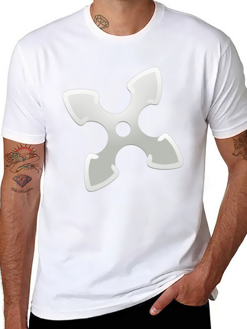 Ninja Star Graphic Tee - Black Cotton Blend T-Shirt