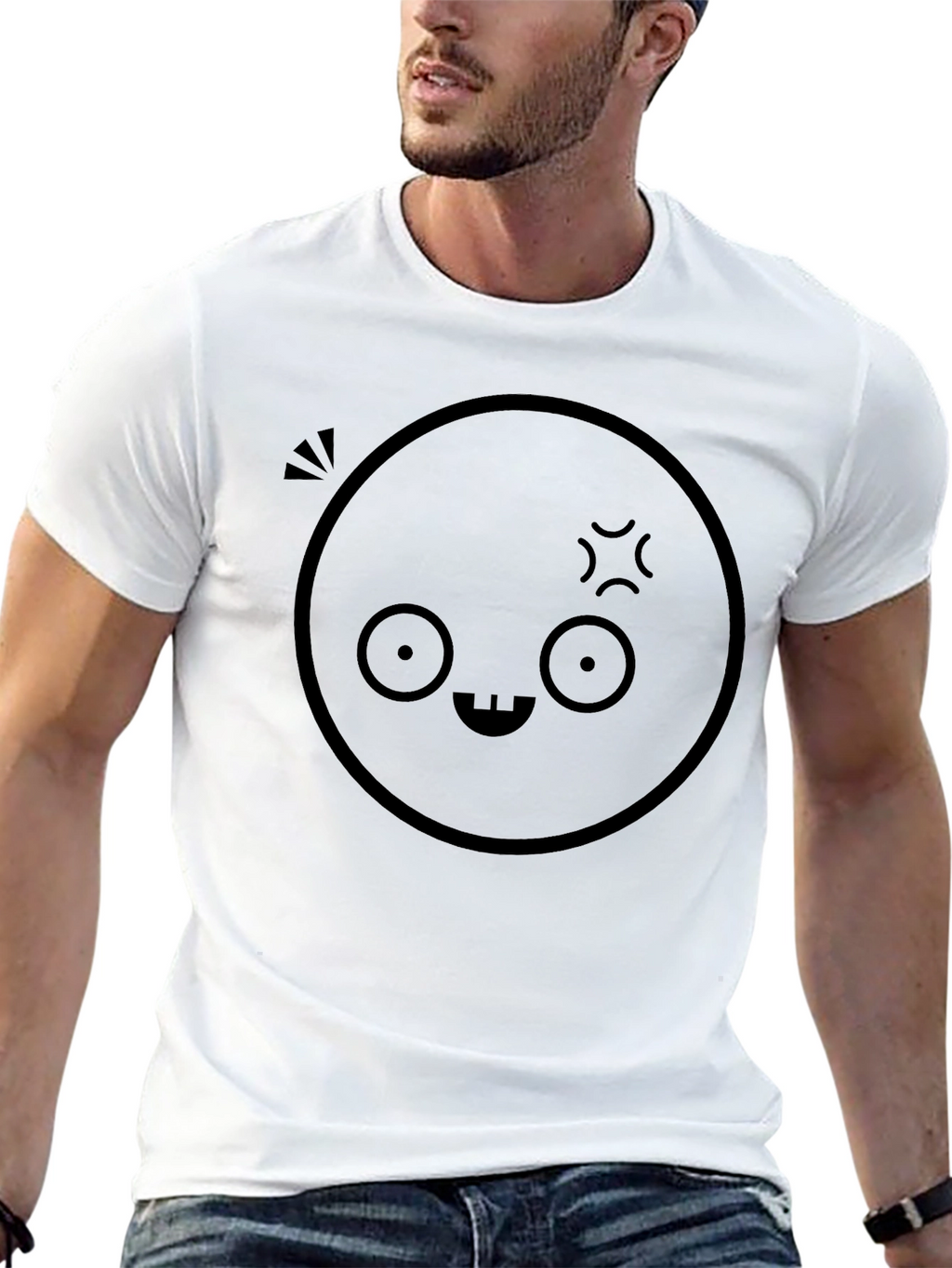 Funny Emoji Graphic Black T-Shirt