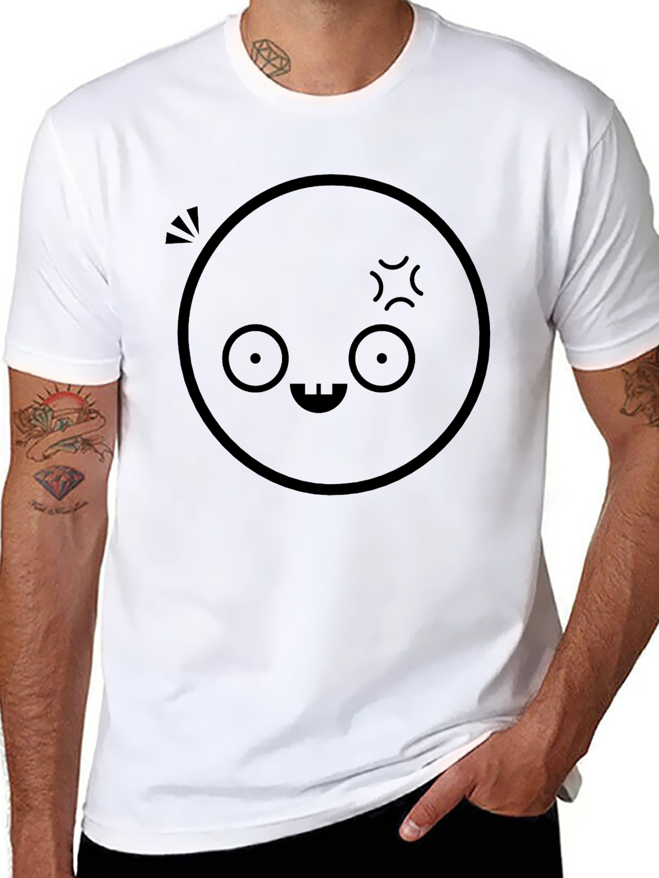 Funny Emoji Graphic Black T-Shirt