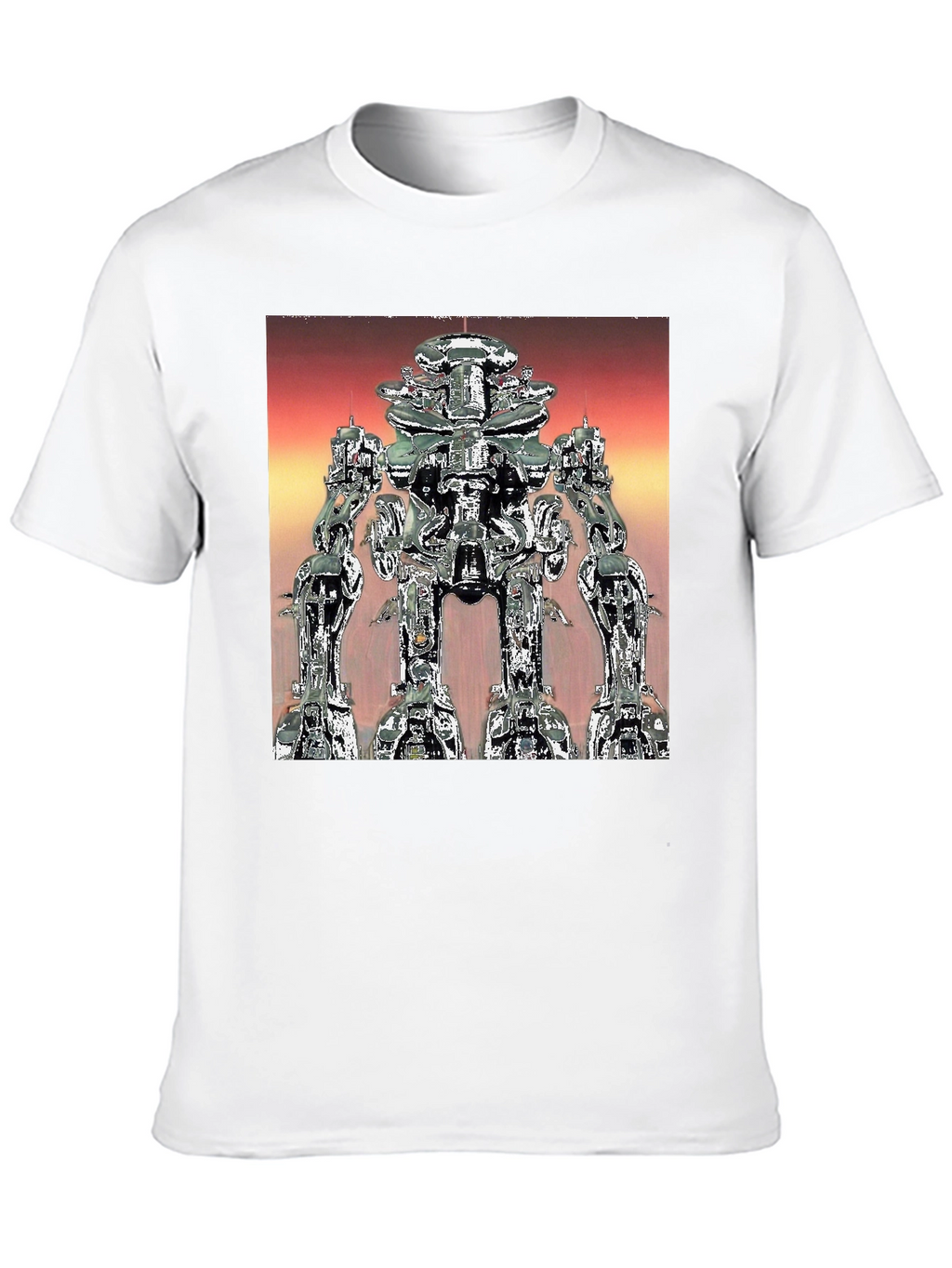 Futuristic Robot Graphic Tee - Black Cotton T-Shirt
