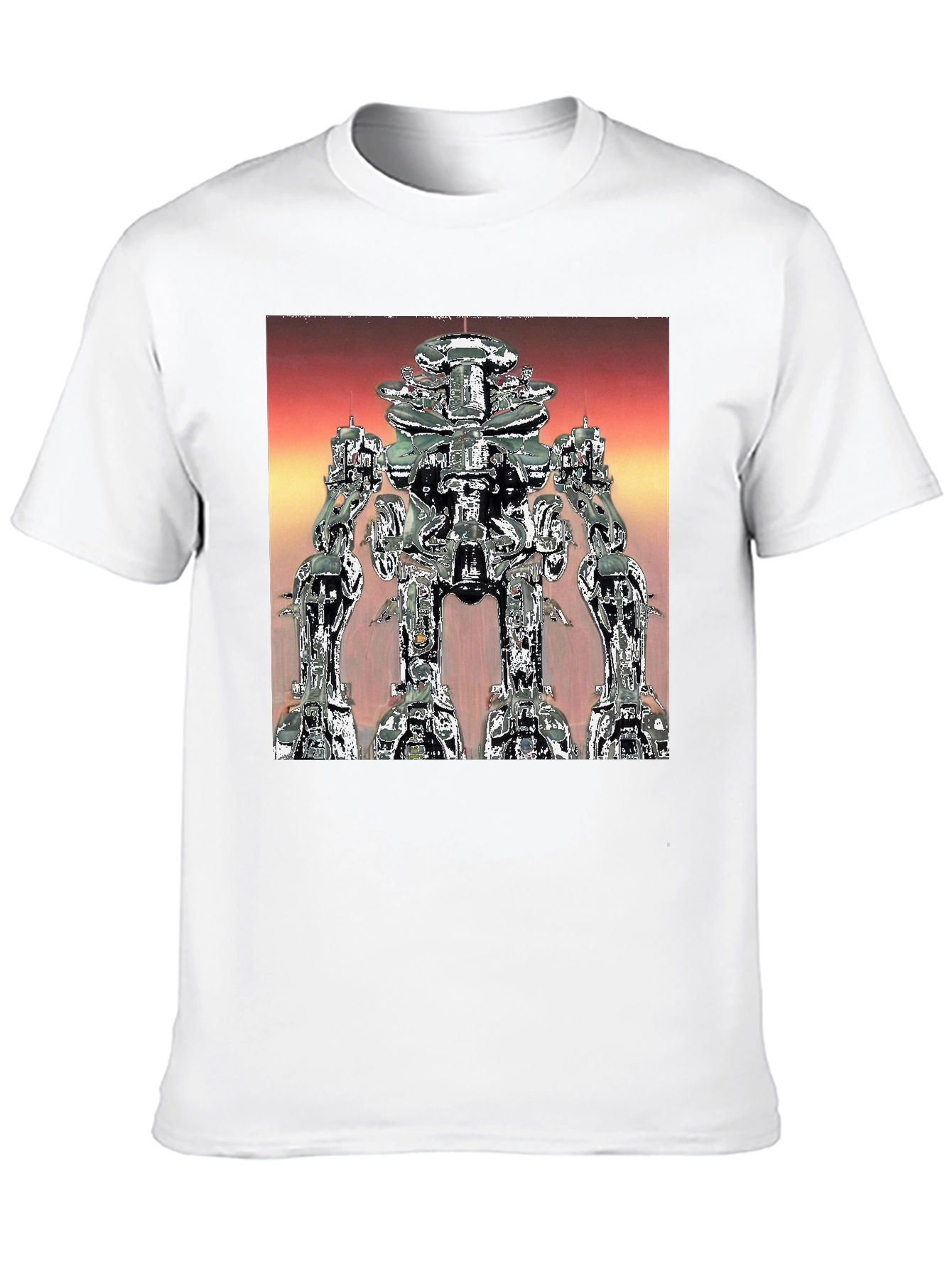 Futuristic Robot Graphic Tee - Black Cotton T-Shirt