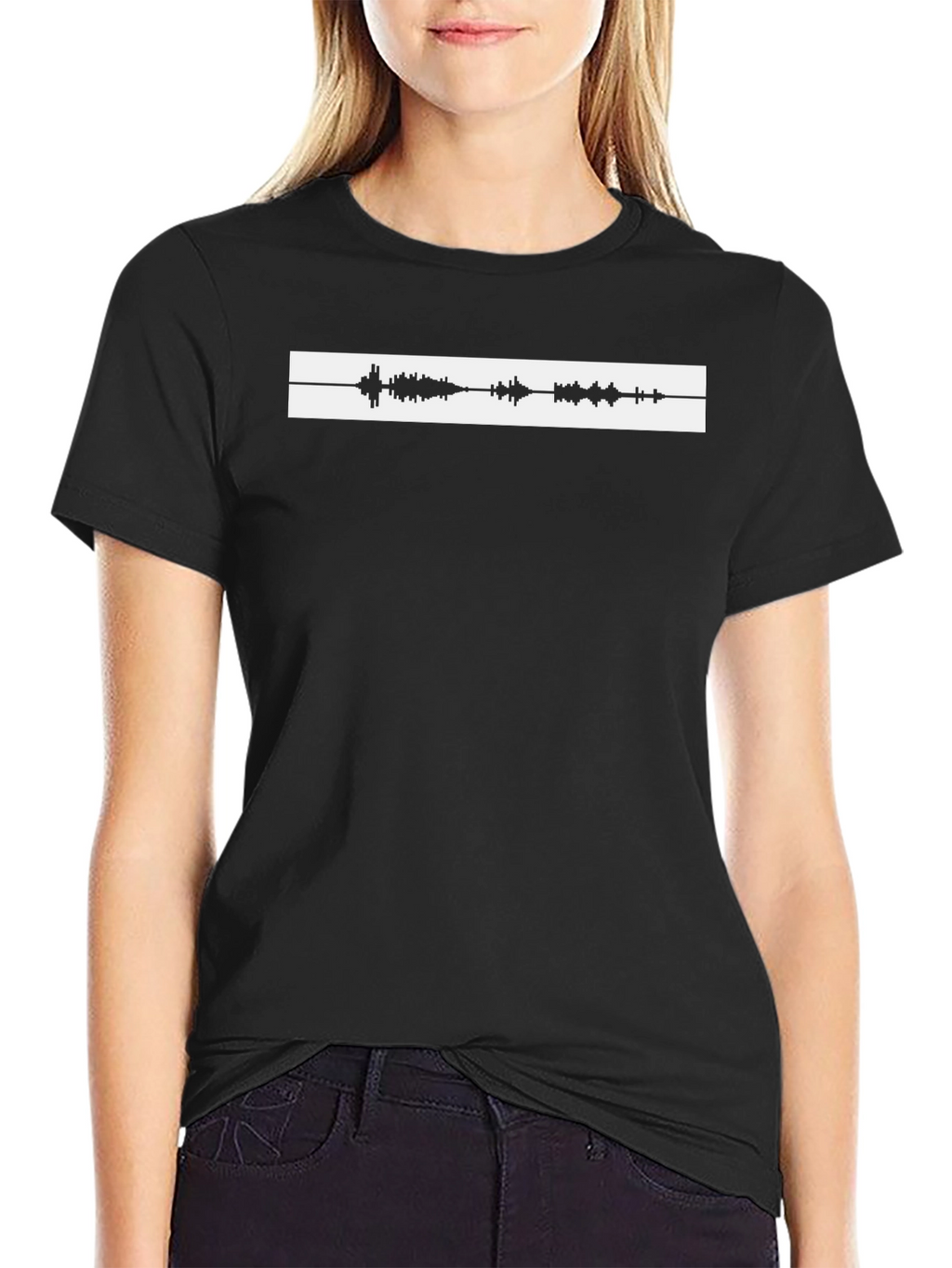 Sound Wave Graphic Tee - Black Cotton T-Shirt