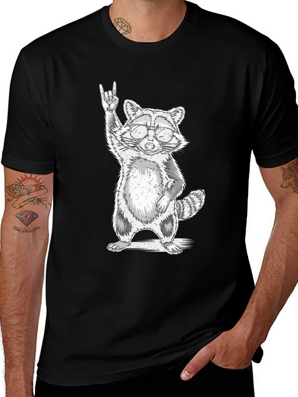 Cool Raccoon Graphic Tee - Rock On Style