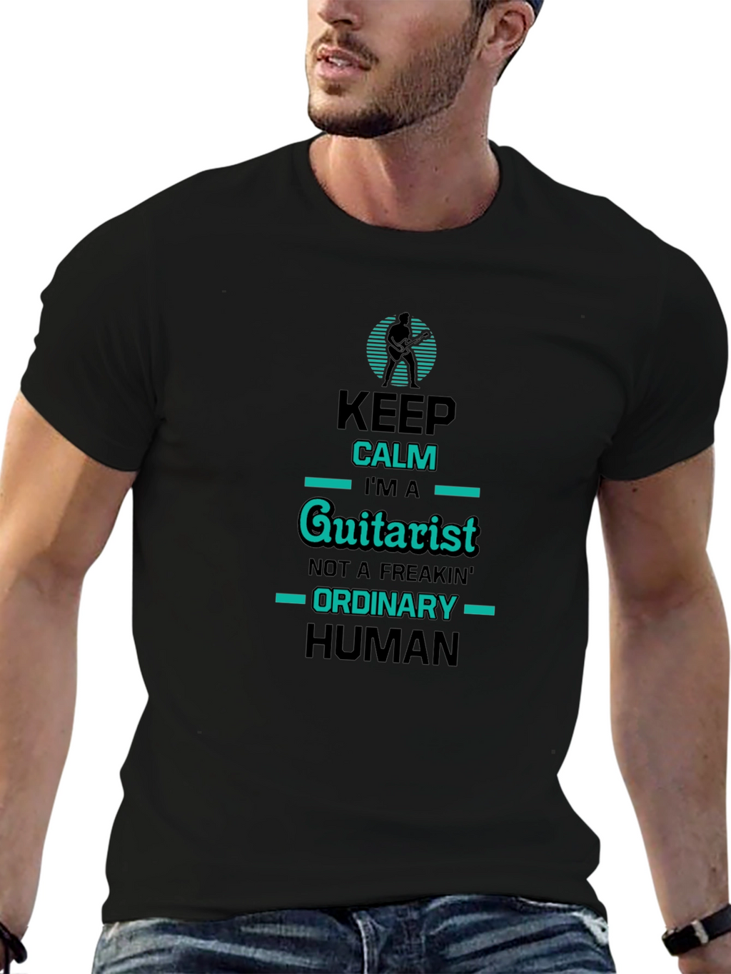 Keep Calm Guitarist T-Shirt - Black Graphic Tee